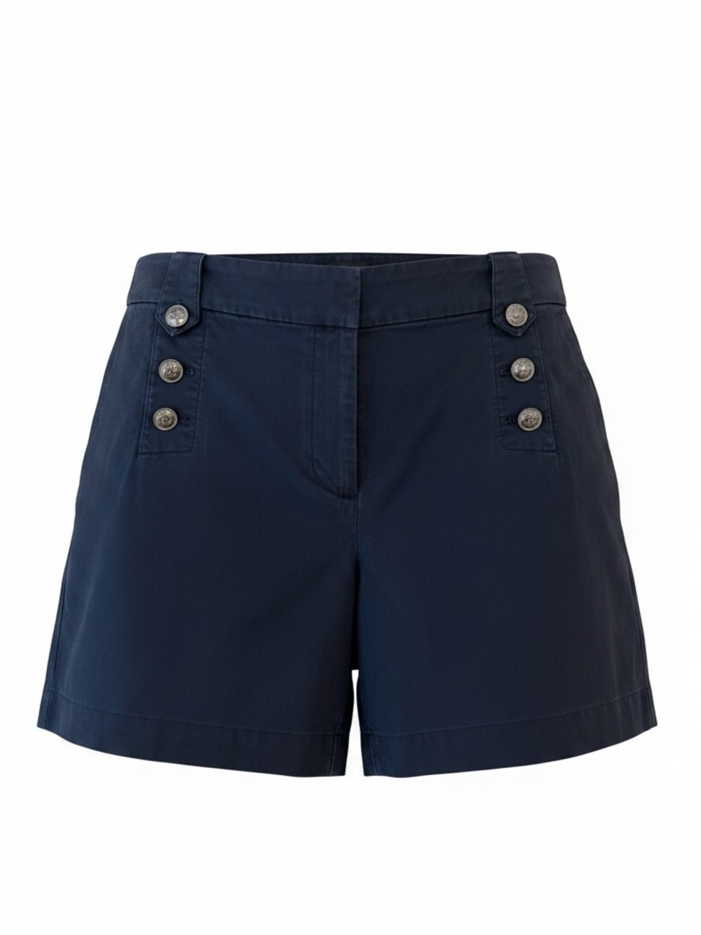 Talbots Navy Sailor Shorts Size 12 Nautical Button High Rise Stretch - Picture 2 of 6